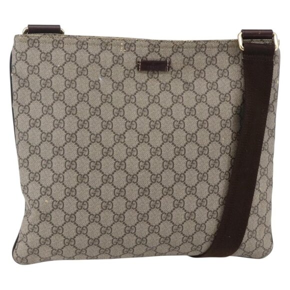 GUCCI GG Supreme Shoulder Bag PVC Beige Gold Auth - Picture 1 of 16